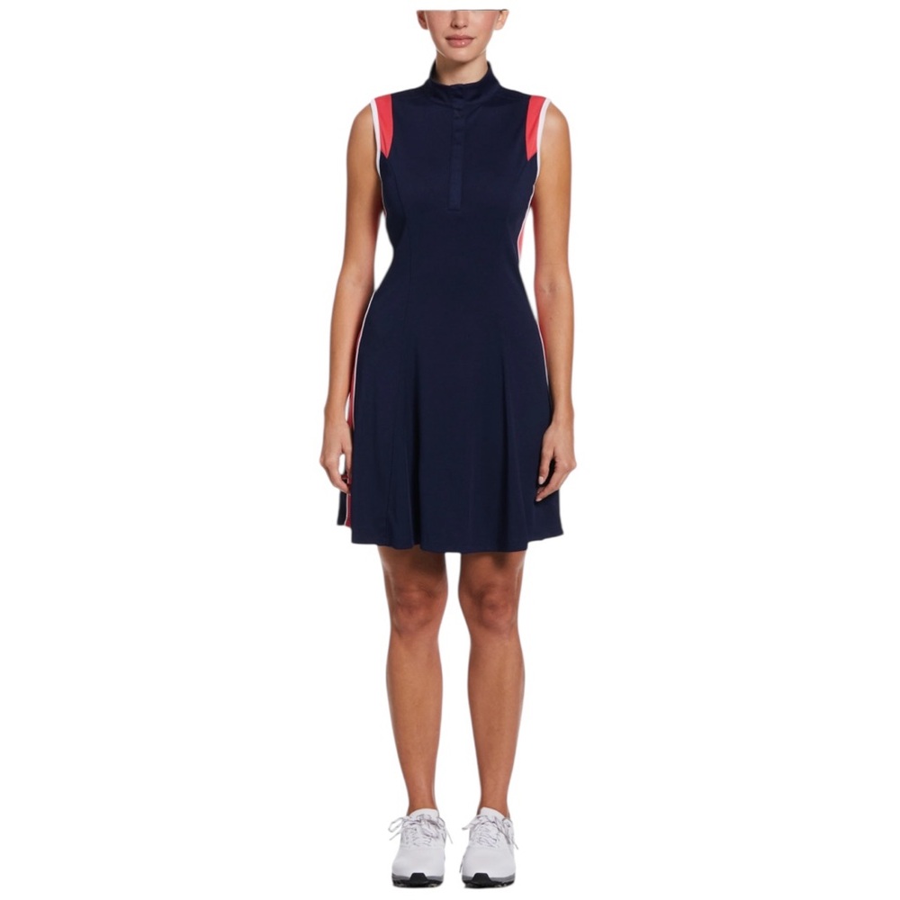 CALLAWAY COLOR BLOCK NAVY BLUE GOLF SLEEVELESS DRESS S